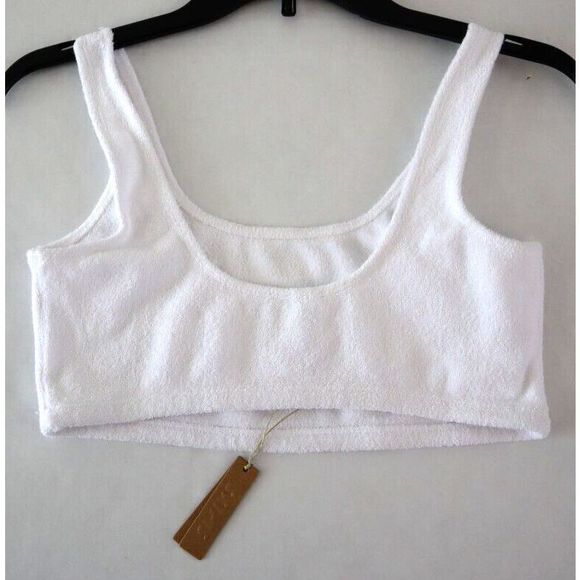 SKIMS 0402 Women's Sz L White Terry Scoop Neck Cotton Blend Bralette - Picture 8 of 8